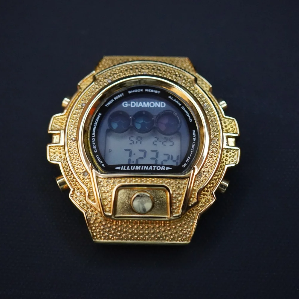 Men’s Aqua Master G-Diamond-2 BY ICETIME Genuine Diamonds Shock Watch Gold Tone